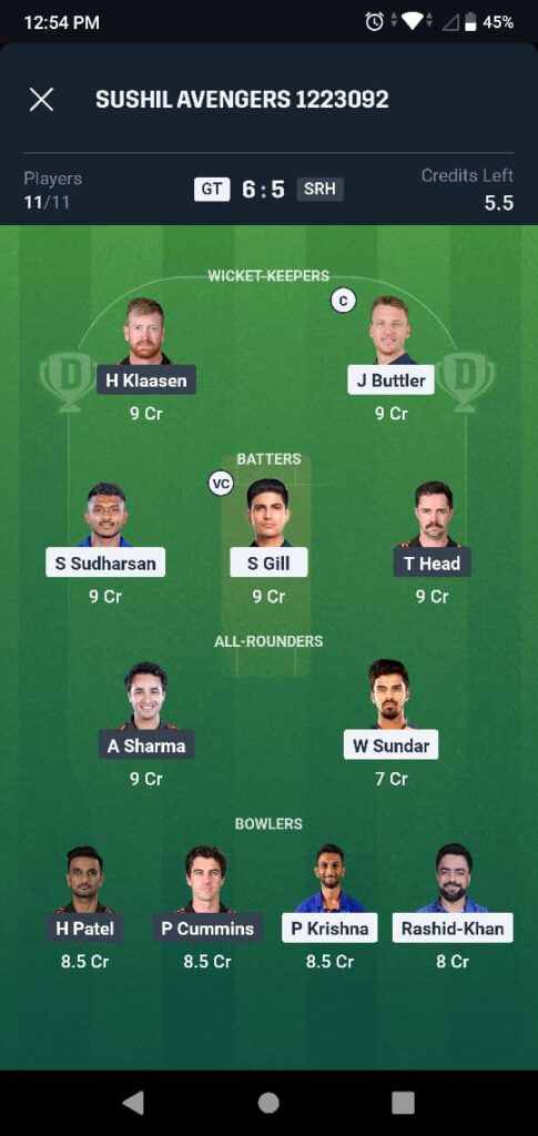 gt-vs-srh-dream11-my11circle-team-today-2-may-2025