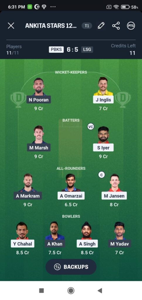 pbks-vs-lsg-dream11-my11circle-team-04-may-2025-7-30pm