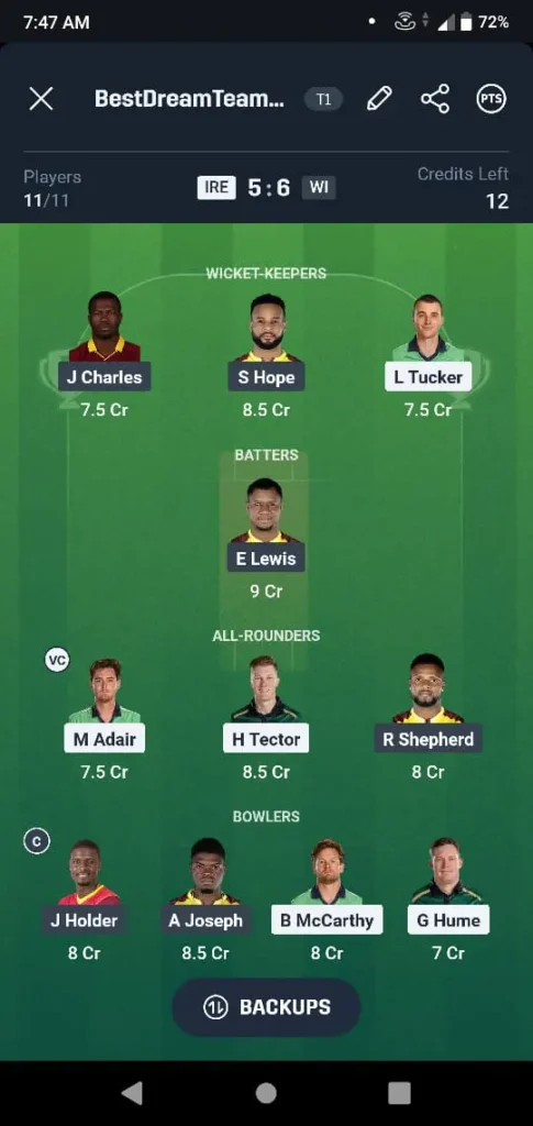ire-vs-wi-2nd-t20i-dream11-my11circle-team-prediction-14-june-2025
